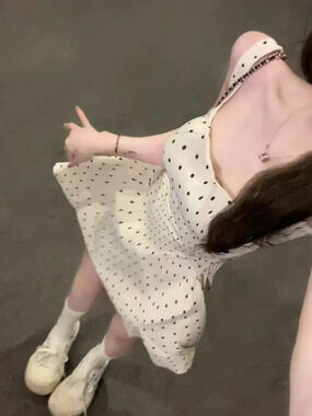 H&M Polka Dot Square Neck Slip Mini Dress